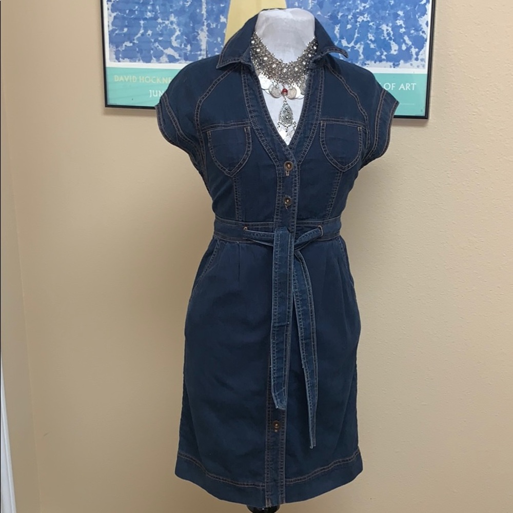 Anthropologie Maeve denim button up dress